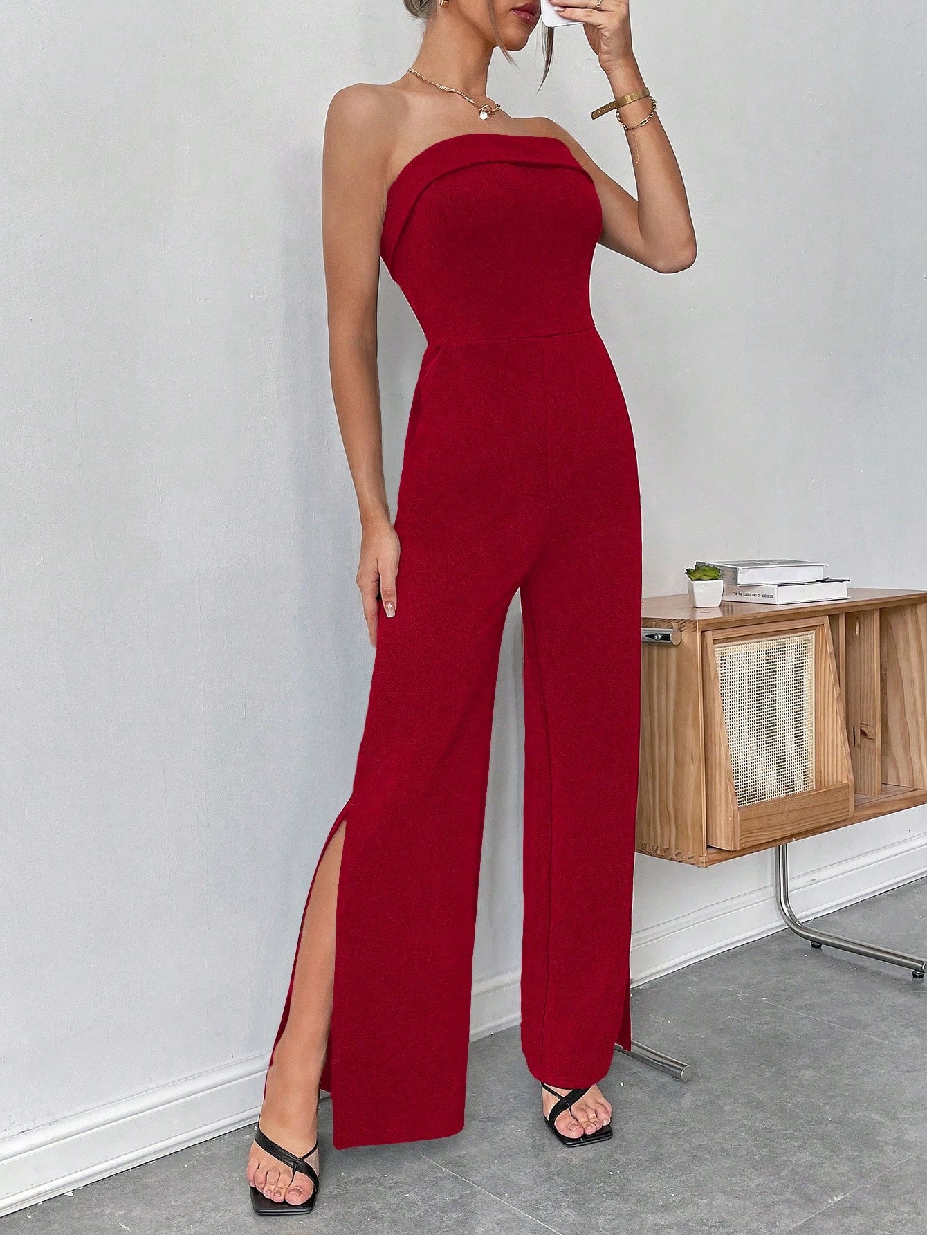 SHEIN BAE Split Thigh Macacão Tube