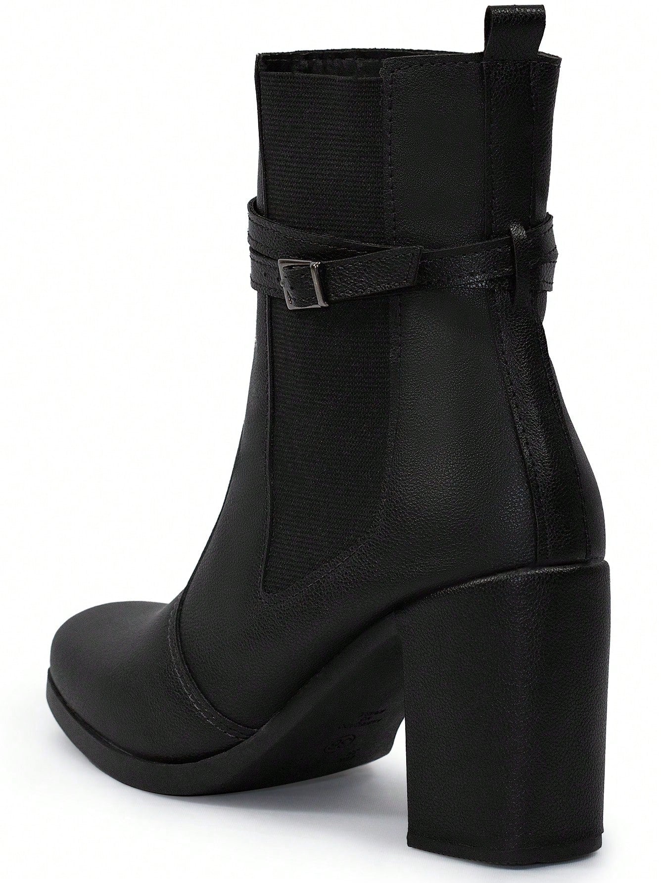 Lumiss Bota Feminina Coturno Tratorado Salto Alto Grosso Confortável Cano Curto Elástico Macio Zíper Blogueira Lumiss