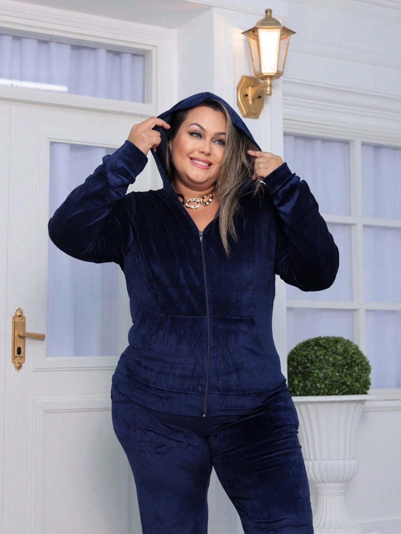 Conjunto De Frio Feminino Plus Size Inverno Plush Veludo Agasalho