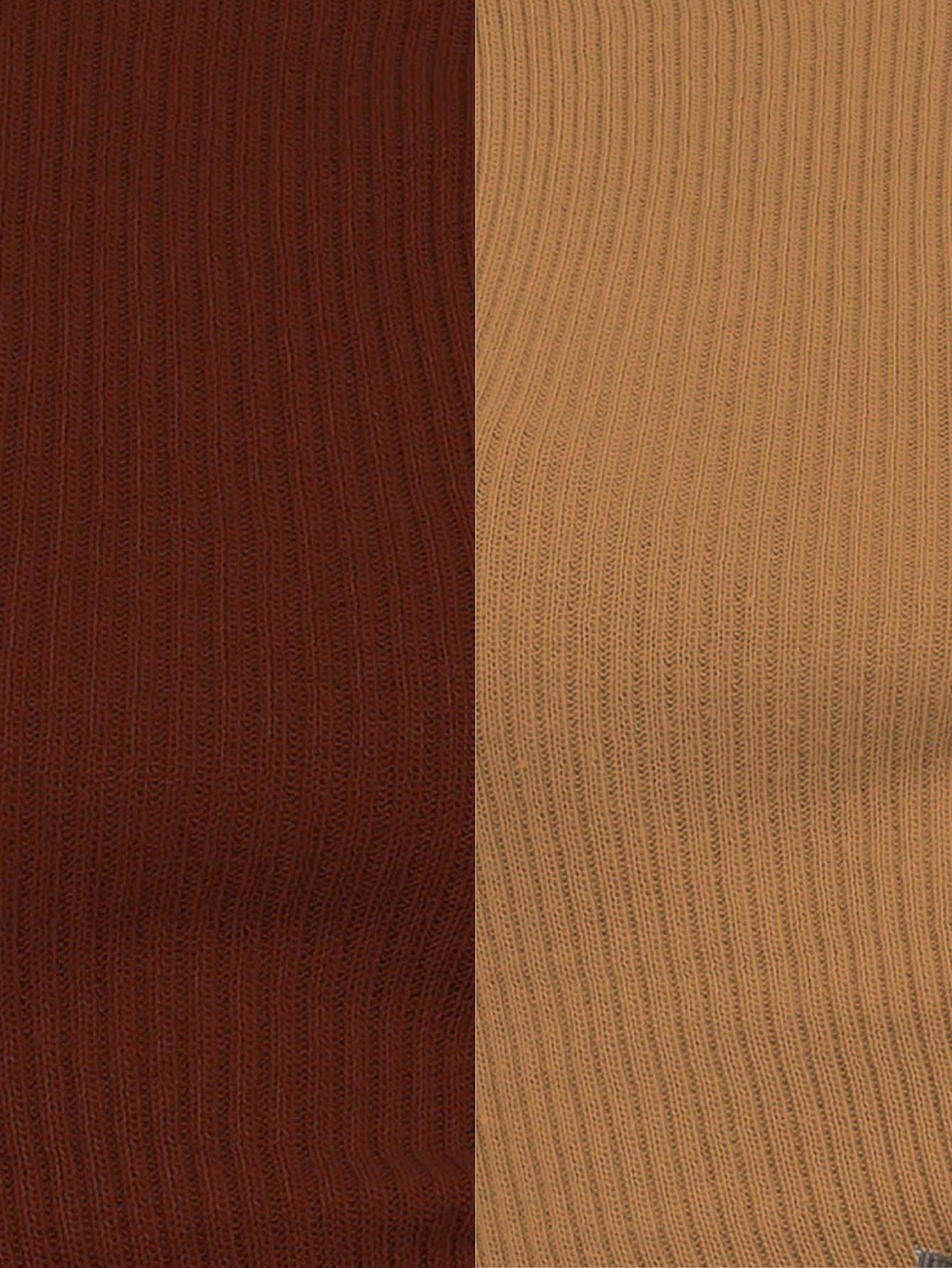 KIT 2 Blusa Cacharrel Feminina manga longa Lã Trico TERRACOTA/MARROM CLARO Tricot Gola Alta segunda pele moda inverno