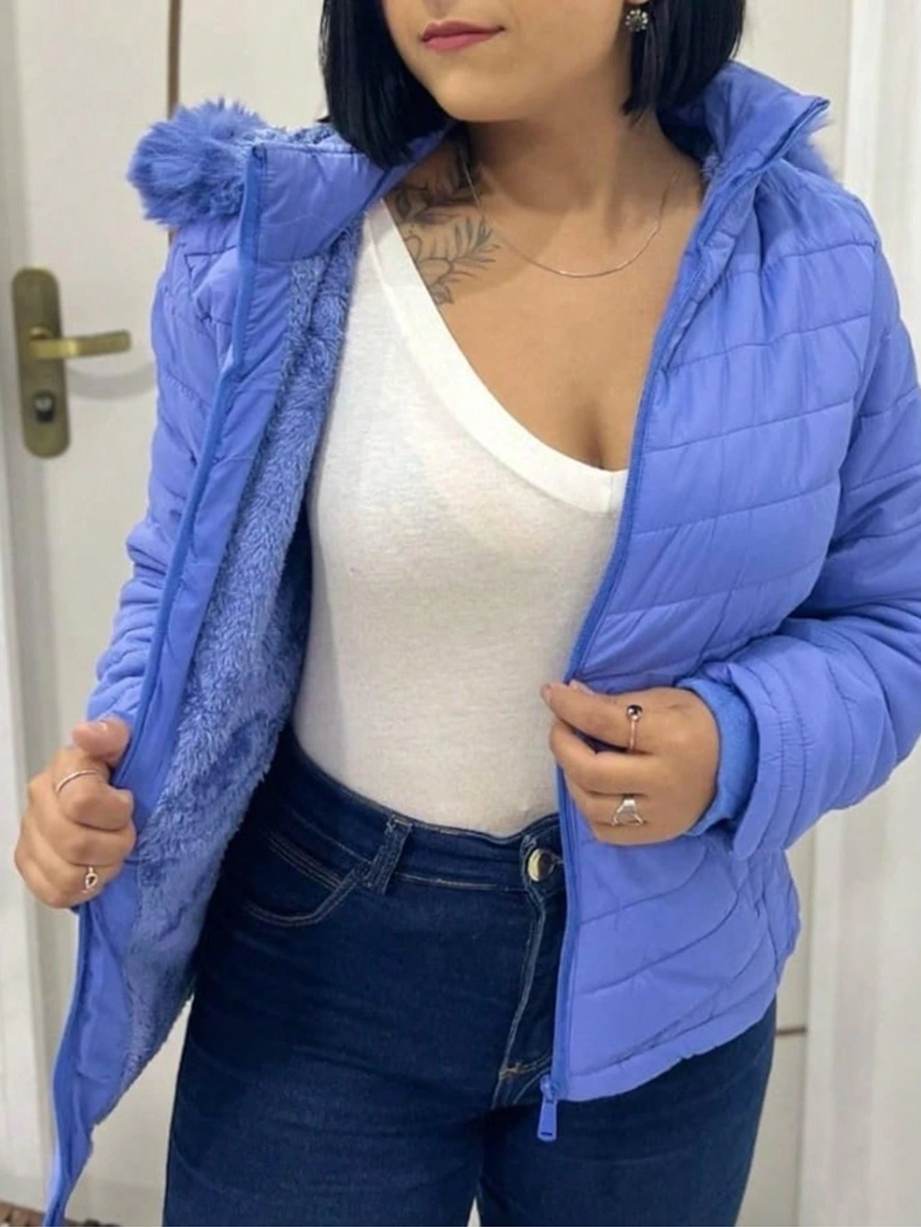 Jaqueta Puffer Bobojaco Forrada Impermeavel Azul