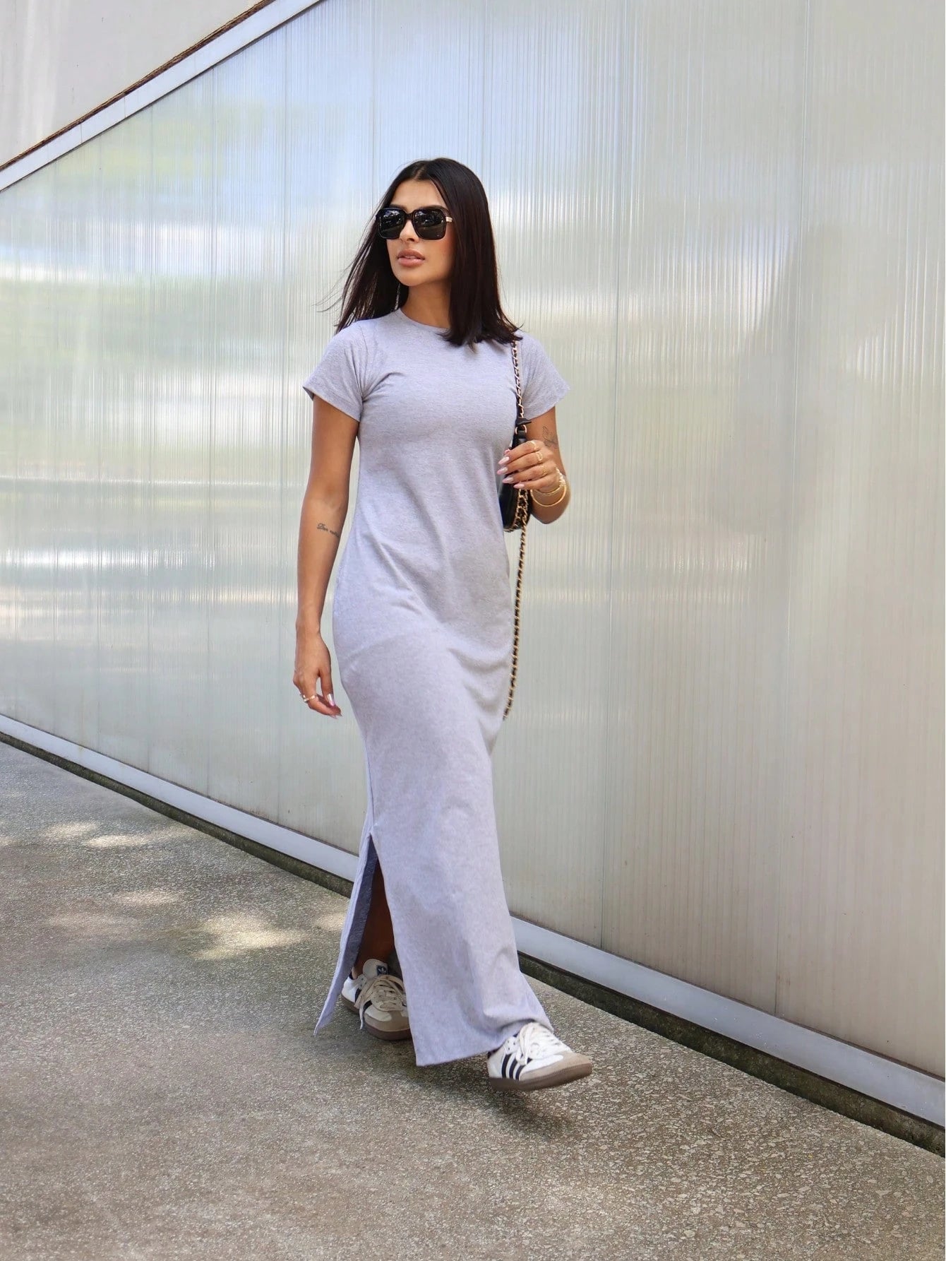 Vendedor IndicadoVestido Longo Feminino Elegante Com Mangas 100% Algodão