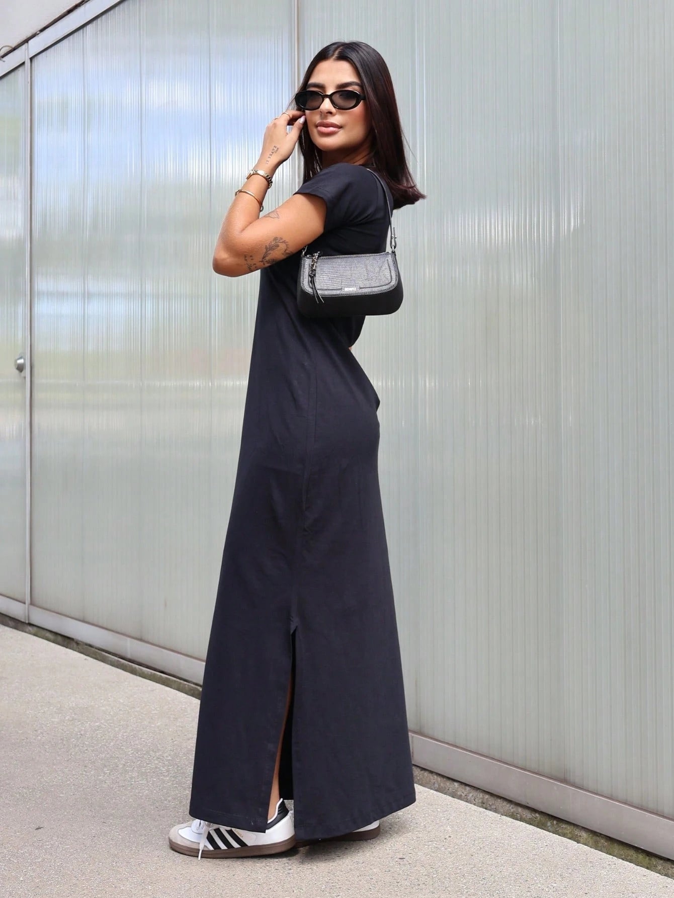 Vendedor IndicadoVestido Longo Feminino Elegante Com Mangas 100% Algodão