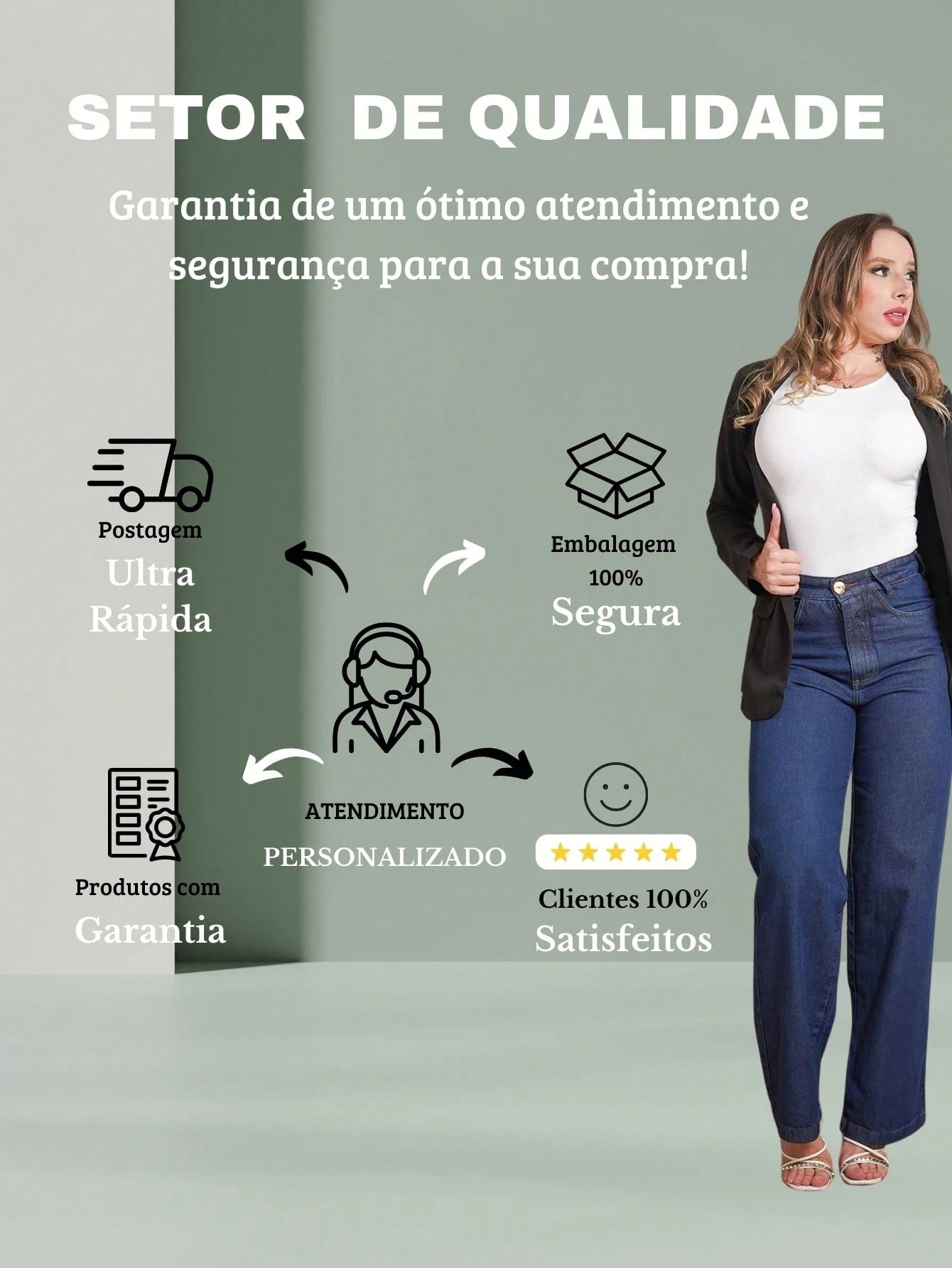 Calça Jeans Feminina Shein Wide Leg 100% Jeans Feminina Tecido Grosso Premium