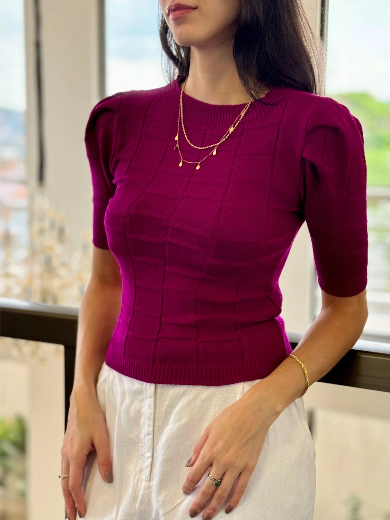 Blusa Feminina Tricot com Manga Princesa - Nelima