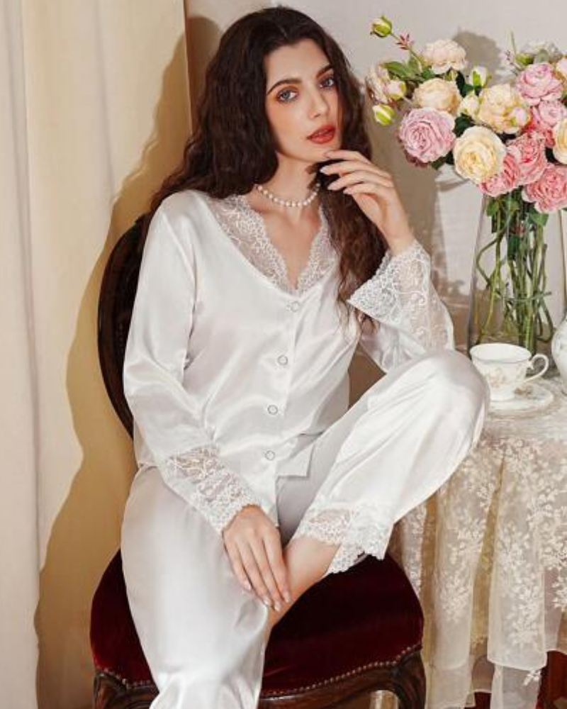 Pijama Romântico de Cetim - Nelima