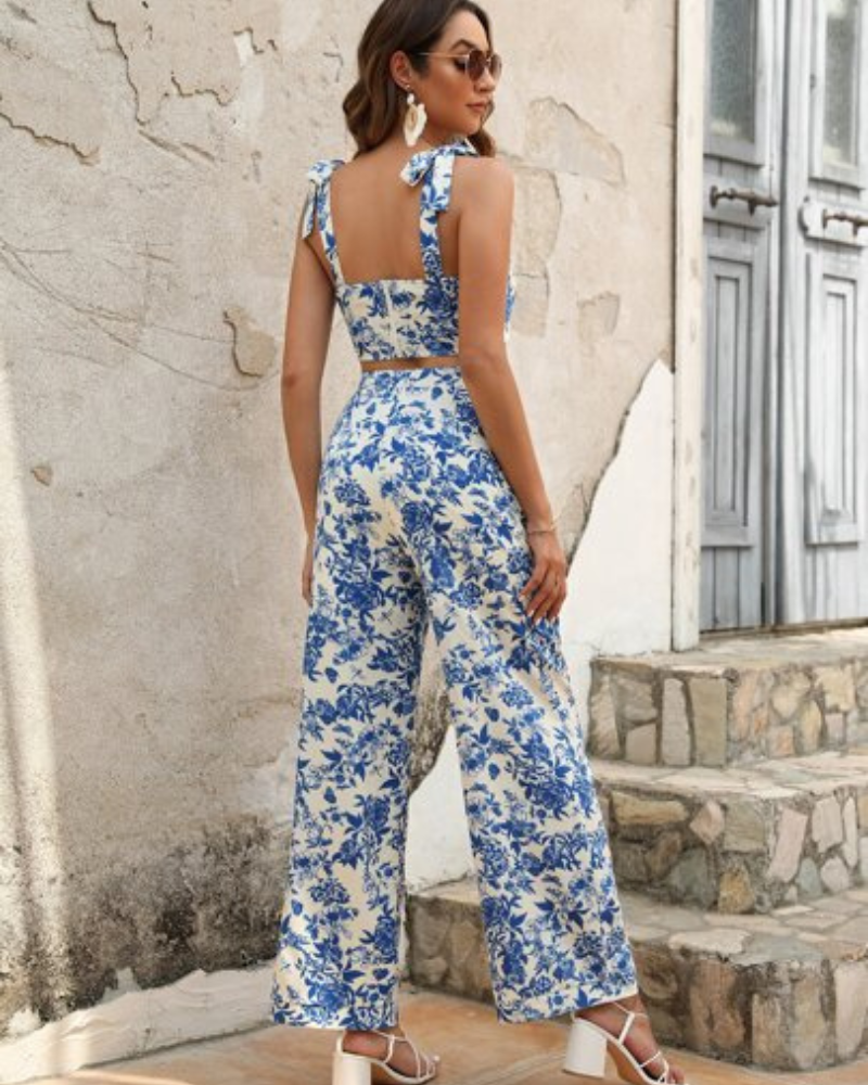 Conjunto Feminino Floral Azul - Nelima