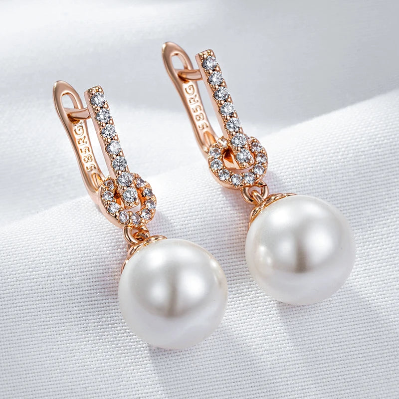 Brincos de Pérola Luxo Banhado a Ouro 585 - Le Belle