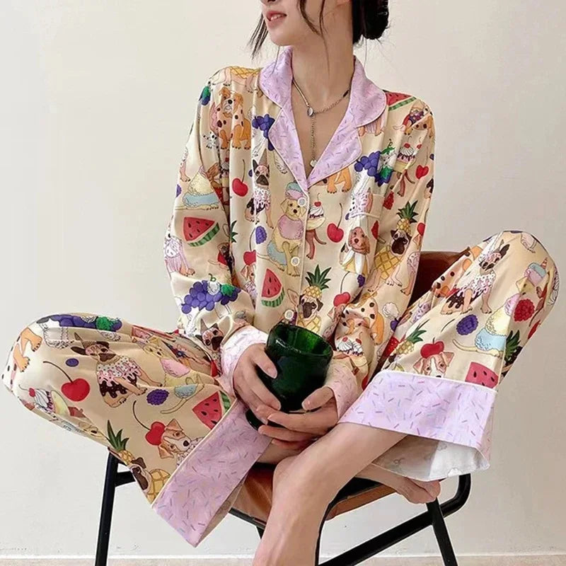 Pijama Estampado de Seda - Nelima