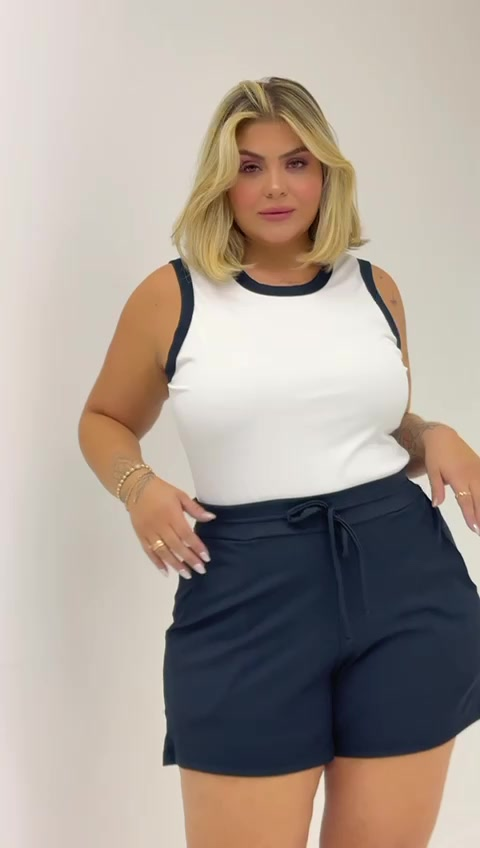 Kit 2 Regatas Blusa Plus Size Feminina Bicolor Canelado Alta Elasticidade Zero Transparência Verão Veste Até G4 Moda