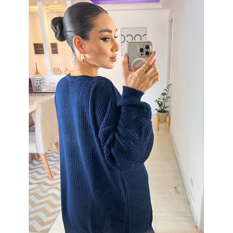 Cardigan Kimono Tricot Com Detlahe De Pompon Na Manga