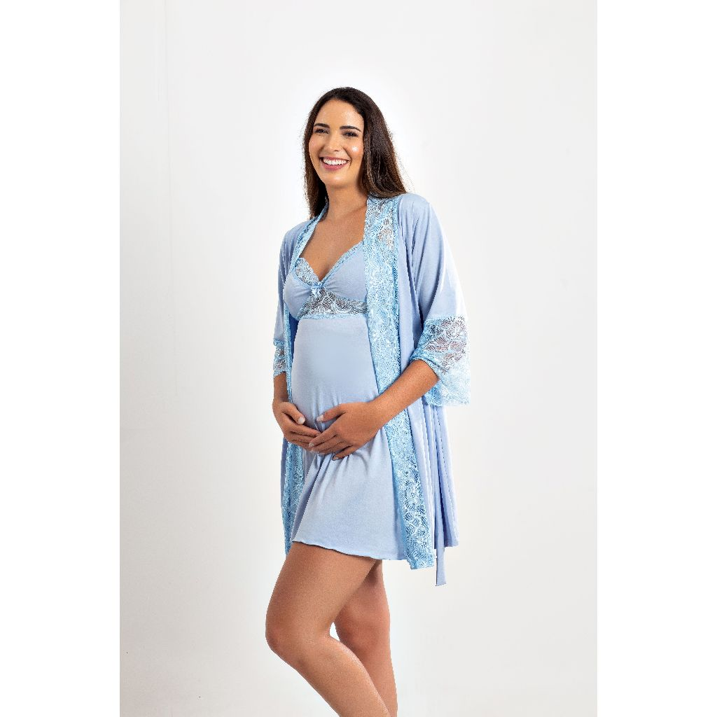Camisola de Amamentação com Robe Luxo – Nelima