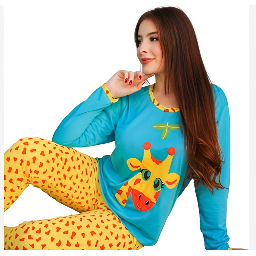 Pijama Feminino Adulto com Estampa Girafinha - Nelima