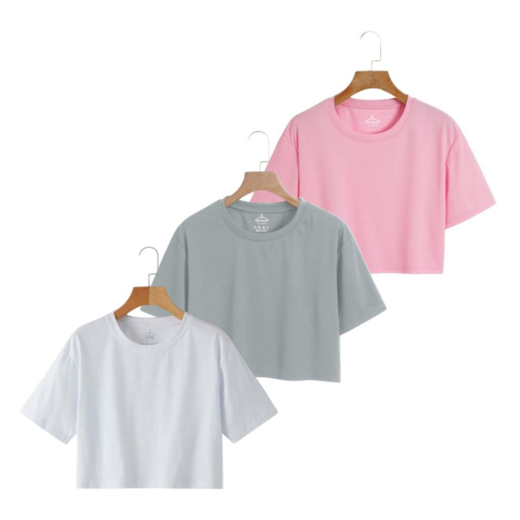 Kit 3 Camisetas Cropped Femininas 100% Algodão – Nelima