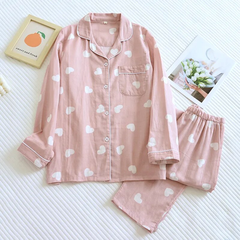 Conjunto de Pijama Feminino Calça e Mangas Compridas em Algodão Doce Lar - Neima