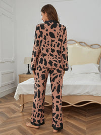 SHEIN Conjunto de Pijama Casual com Recorte em Padrão Abstrato de Cores Contrastantes para Mulheres, Roupas de Outono e Inverno