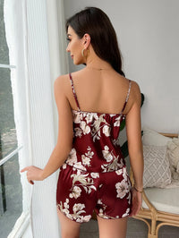 Conjunto de Pijama Feminino de Verão com Estampa Floral Elegante, Regata e Shorts