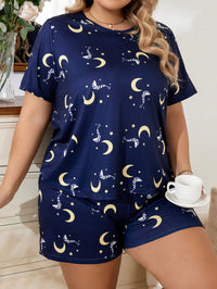 Pijama Feminino Plus Size Azul Marinho com Estampa de Luas e Estrelas – Conforto e Estilo Nelima Moda (G1 ao G5)