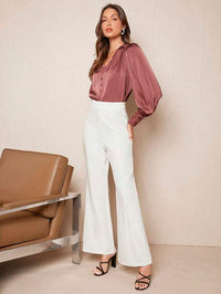 Blusa Acetinada Rosa Empoeirado em Cetim Feminina | Elegância do PP ao GG