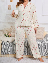 SHEIN Conjunto de Pijama Plus Size Confortável com Estampa de Cereja, Top e Calça
