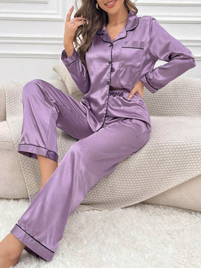 Pijama Feminino Roxo em Cetim - Nelima