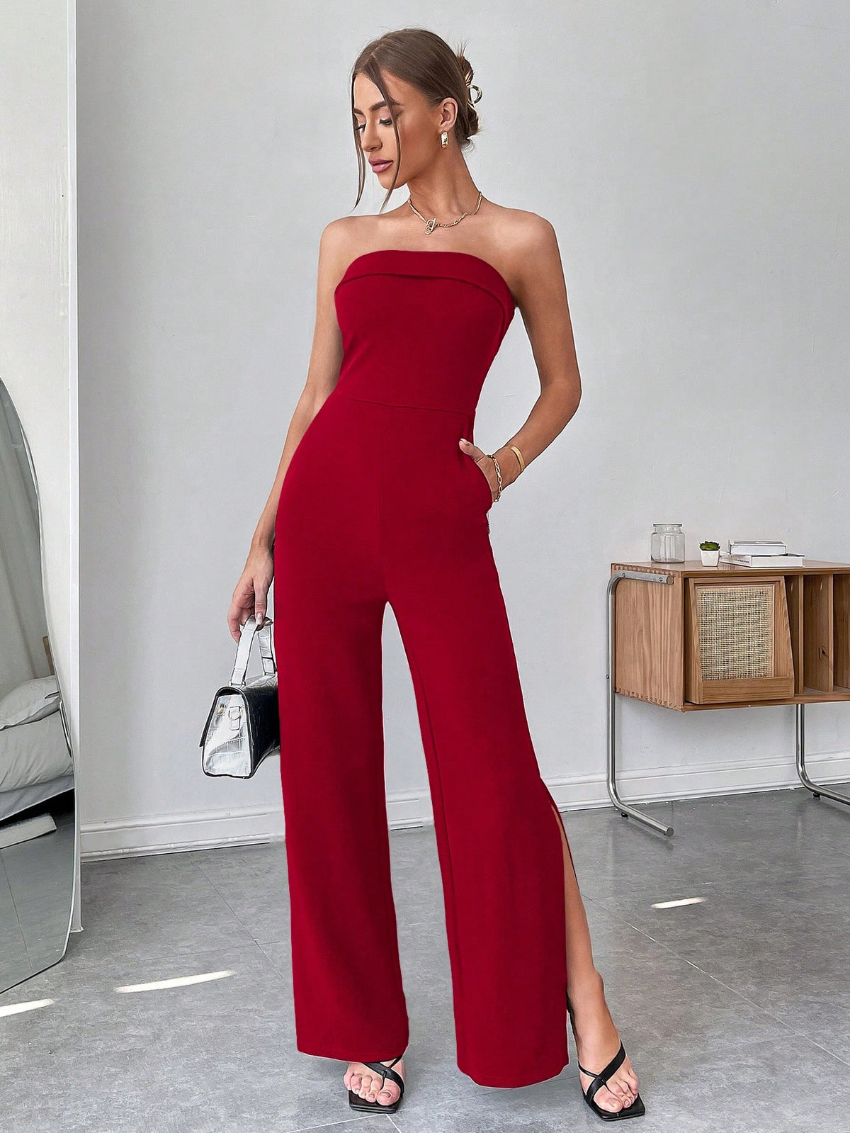 SHEIN BAE Split Thigh Macacão Tube