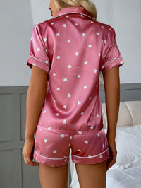 Pijama Feminino de Cetim com Corações – Pink, Rosa Chiclete e Coral