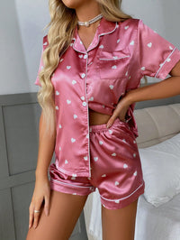 Pijama Feminino de Cetim com Corações – Pink, Rosa Chiclete e Coral