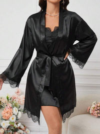 Conjunto de Camisola e Roupão em Cetim - Nelima