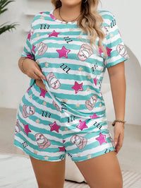 Pijama Feminino Plus Size Estampado com Preguiça e Estrelas – Conforto e Estilo Nelima Moda (G1 ao G5)