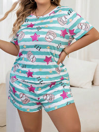 Pijama Feminino Plus Size Estampado com Preguiça e Estrelas – Conforto e Estilo Nelima Moda (G1 ao G5)