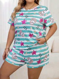 Pijama Feminino Plus Size Estampado com Preguiça e Estrelas – Conforto e Estilo Nelima Moda (G1 ao G5)