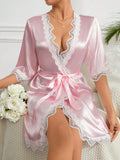 Robe de Cetim Rosa com Renda – Elegância e Conforto Nelima Moda