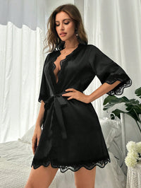 Robe de Cetim Preto com Renda – Sofisticação e Conforto Nelima Moda