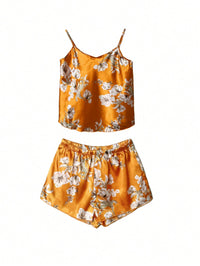 Conjunto de Pijama Feminino de Verão com Estampa Floral Elegante, Regata e Shorts