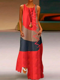 Vestido Longo Color Block com Detalhe em Ziguezague – Estilo e Conforto Nelima