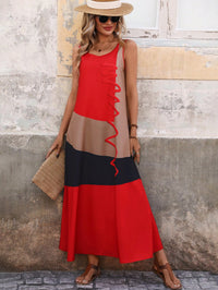 SHEIN LUNE Vestido Sem Mangas com Bolso Oculto para Roupa de Ano Novo, Vestido Longo Feminino