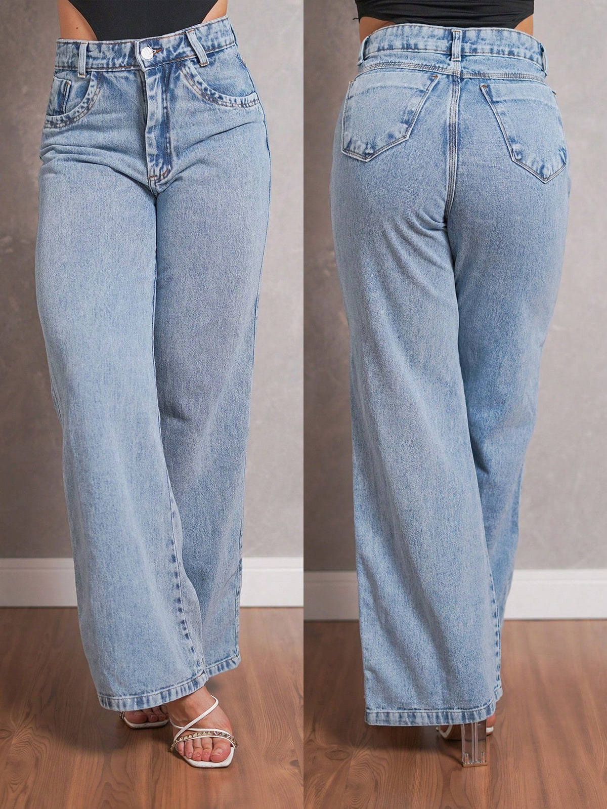 Calça Jeans Wide Leg Feminina Cintura Alta - Nelima