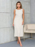 Vestido Midi em Linho com Fenda - Nelima