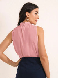 Blusa Rosa Feminina Sem Manga com Gola Pregueada – Leveza e Sofisticação