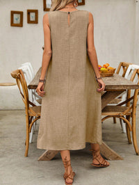 Vestido Midi em Linho sem Forro com Bolsos – Conforto e Estilo Casual
