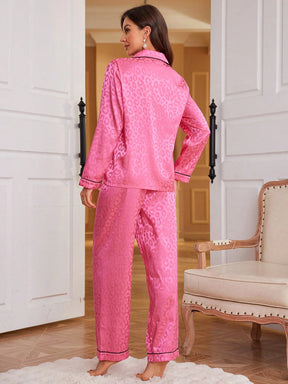 Conjunto de Pijama Feminino Estampado de Animal, Jacquard Tecido, Férias