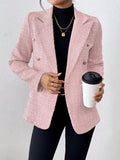 BLAZER FEMININO TWEED ELEGANTE TRESPASSADO COM BOTÃO DUPLO | NELIMA MODA
