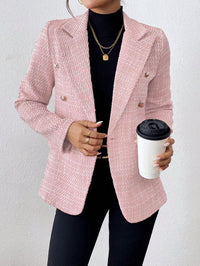 BLAZER FEMININO TWEED ELEGANTE TRESPASSADO COM BOTÃO DUPLO | NELIMA MODA