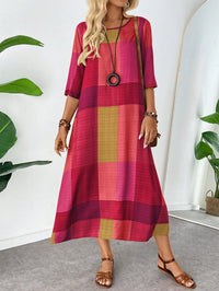 Vestido Midi Feminino Xadrez Colorido em Linho – Estilo e Conforto
