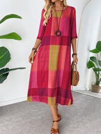 Vestido Midi Feminino Xadrez Colorido em Linho – Estilo e Conforto
