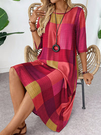 Vestido Midi Feminino Xadrez Colorido em Linho – Estilo e Conforto