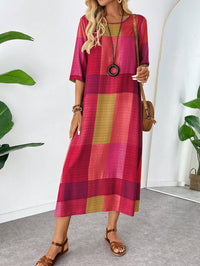 Vestido Midi Feminino Xadrez Colorido em Linho – Estilo e Conforto