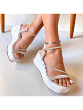 Sandália Anabela Gladiadora com Strass - Nelima