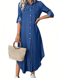 Vestido Camisa Jeans Feminino Midi com Botões – Casual e Versátil